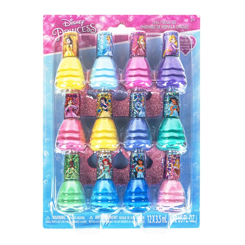 Townley Girl Disney Princess Non-Toxic Water-Based Peel-Off Quick Dry Nail Polish with Nail Separators|Gift Kit Set for Kids Girls|14 Pc Set - Perfect for Parties, Sleepovers and Makeovers - Image 1