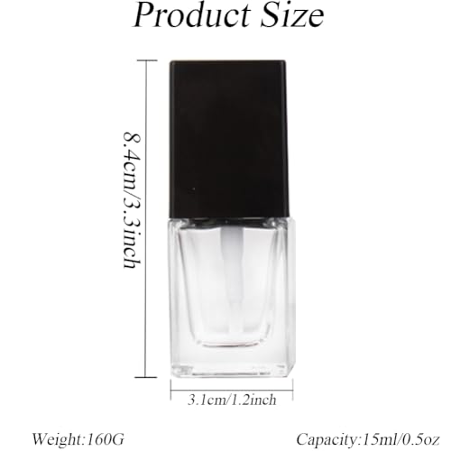 Quupy 2Pcs 15ml/0.5oz Empty Clear Square Glass Emulsion Essence Bottle With Black Pump Head Cosmetic Foundation Travel Vials Containers Holder For Lotion Cleanser Essential Oils Liquids Body Cream - Image 2