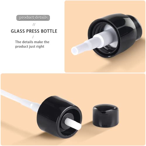 Quupy 2Pcs 15ml/0.5oz Empty Clear Square Glass Emulsion Essence Bottle With Black Pump Head Cosmetic Foundation Travel Vials Containers Holder For Lotion Cleanser Essential Oils Liquids Body Cream - Image 4