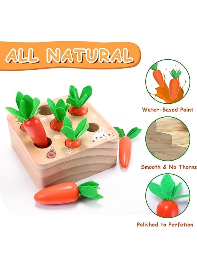 Montessori Carrots Harvest Wooden Baby Toy for 1 Year Old 6-12 Months Educational Shape Sorting Matching for Toddler Fine Motor Skill Development  - Image 4