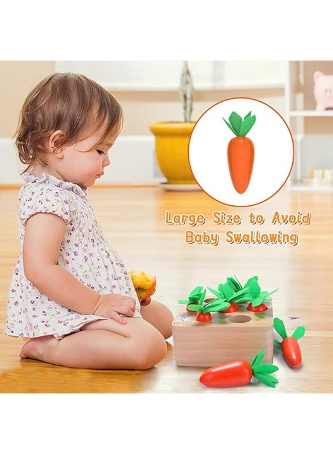 Montessori Carrots Harvest Wooden Baby Toy for 1 Year Old 6-12 Months Educational Shape Sorting Matching for Toddler Fine Motor Skill Development  - Image 3