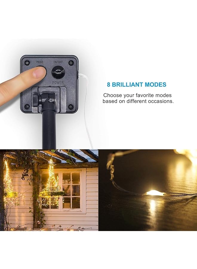 erorex Solar String Lights 2Pack 33Ft 100Leds Copper Wire Outdoor String Fairy Waterproof Lights 8 Modes Solar Powered Fairy Lights For Home Gardens Patios Weddings And Parties Warm White - Image 4