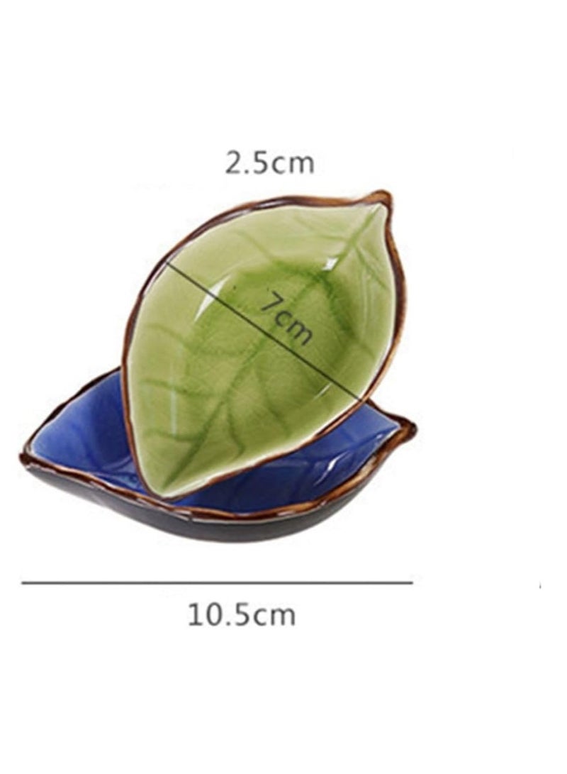 1pc Leaf Shaped Sauce Dish, Ice Cracked Glaze Leaf Ceramic Seasoning Soy Sauce Snack Dish for Kitchen (Yellow) - Image 3