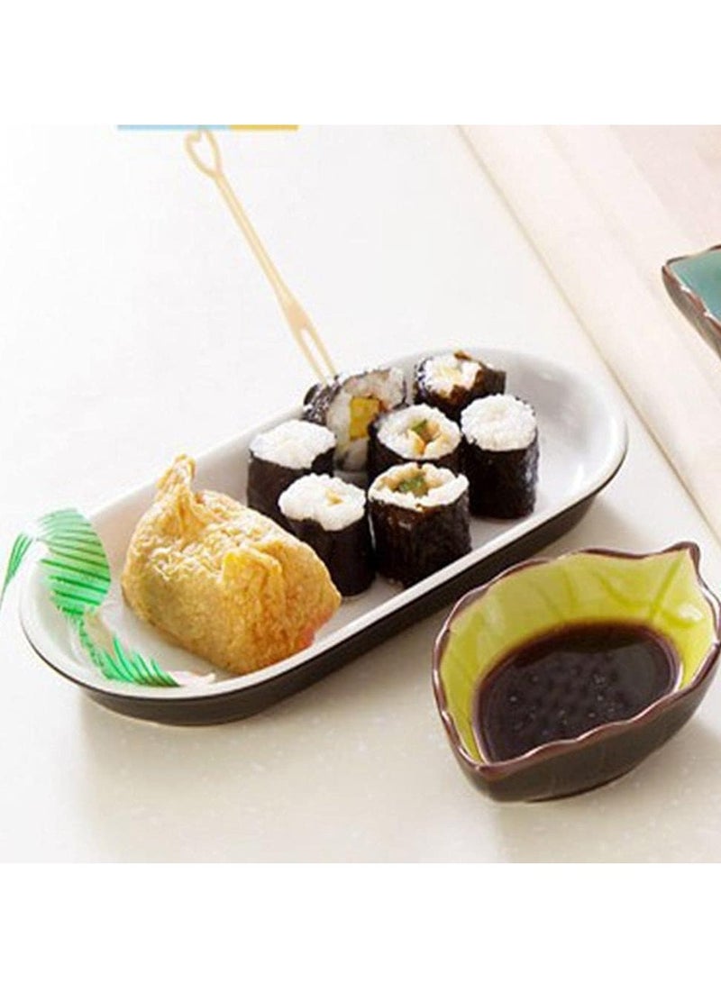 1pc Leaf Shaped Sauce Dish, Ice Cracked Glaze Leaf Ceramic Seasoning Soy Sauce Snack Dish for Kitchen (Yellow) - Image 2