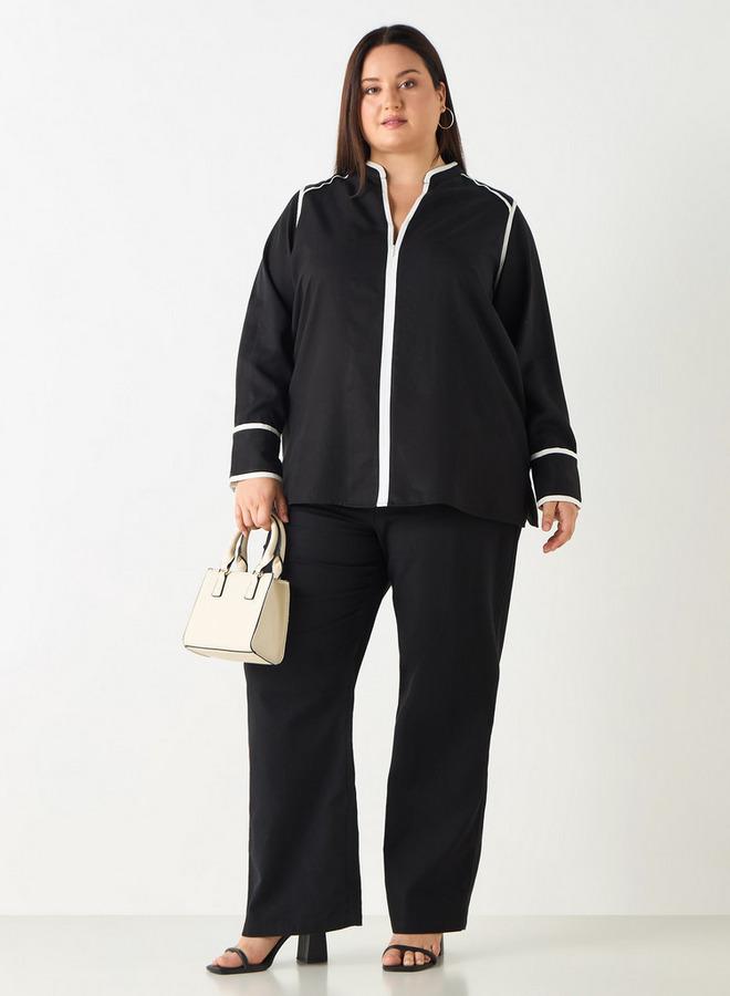  أولا بوبكن بلوزة بألواح مقاس كبير وسحّاب إغلاق وأكمام طويلة من أولا بوبكن - Image 2