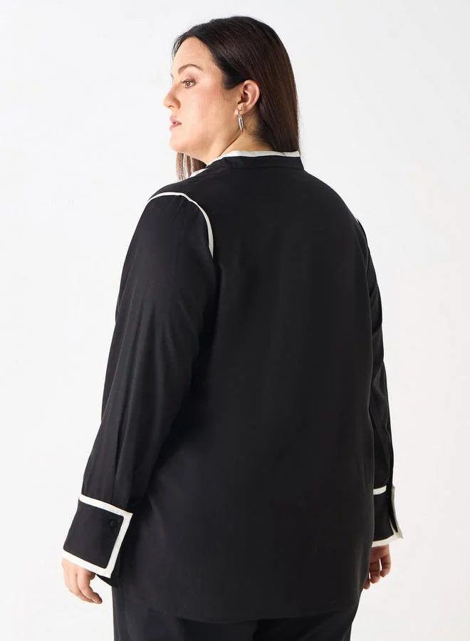  أولا بوبكن بلوزة بألواح مقاس كبير وسحّاب إغلاق وأكمام طويلة من أولا بوبكن