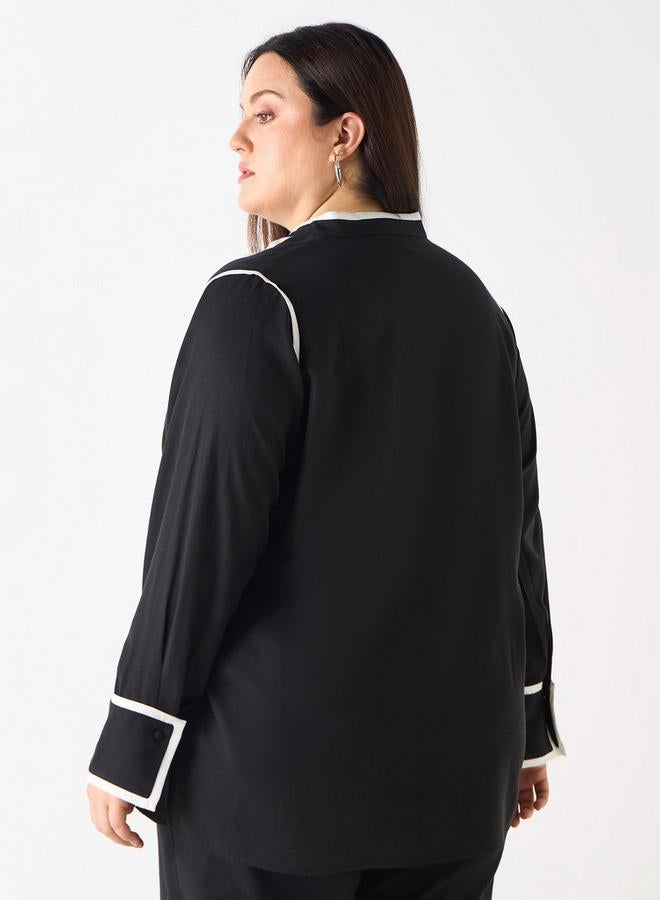  أولا بوبكن بلوزة بألواح مقاس كبير وسحّاب إغلاق وأكمام طويلة من أولا بوبكن - Image 3