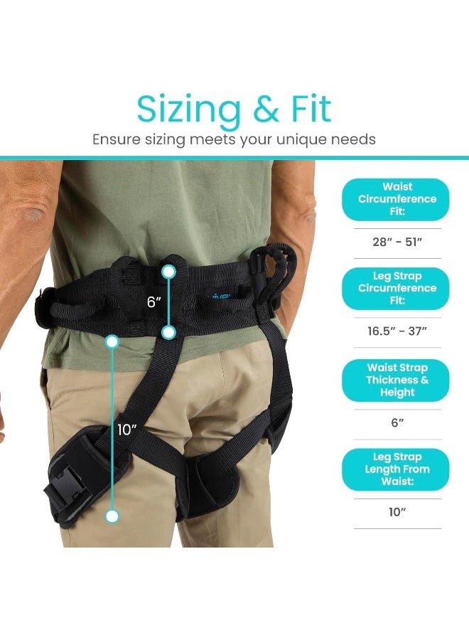 Vive Heavy Duty Transfer Belt with Leg Straps - Quick Release Gait Belts for Seniors - Adjustable Bed, Walk and Stand Assist Aid with Handles - Physical Therapy Mobility Aid for Elderly (Black) - Image 5