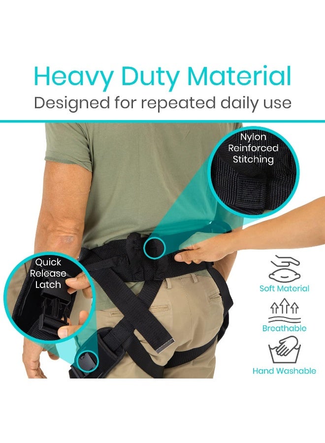 Vive Heavy Duty Transfer Belt with Leg Straps - Quick Release Gait Belts for Seniors - Adjustable Bed, Walk and Stand Assist Aid with Handles - Physical Therapy Mobility Aid for Elderly (Black) - Image 4