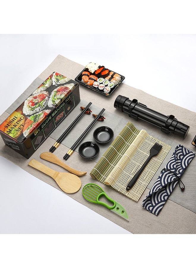 Generic Sushi Making Kit, Bazooka Maker with Bamboo Sushi Rolling Mat, Chopsticks, Rice Paddle, Spreader, Avocado Slicer and More, Cooking Sushi Gifts for Sushi Lovers Beginners Pros, DIY Sushi Roller Machine  - Image 1