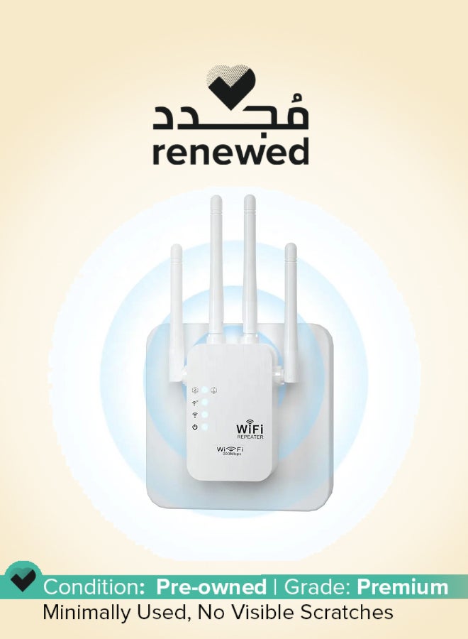 PunnkFunnk Renewed - Punnk Funnk WiFi Range Extender | Up to 300Mbps | Dual LAN Port WiFi Extender, Repeater, WiFi Signal Booster, Access Point | Easy Set-Up | Extends WiFi to Smart Home & Office (White) - Image 1
