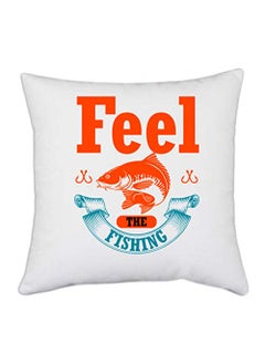 UDNAG UDNAG White Polyester Fishing Feel The Fishing Pillow Cover 16 Inch X 16 Inch 