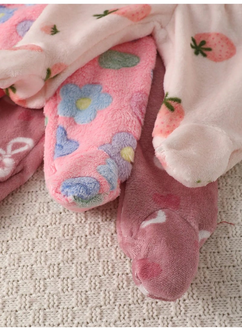 Winter leggings for babies, set of 3 pairs featuring cute and warm designs. Made from soft, fluffy, and cozy fabric that is gentle on the baby’s skin, with a comfortable elastic waistband for easy wear. These winter baby leggings provide warmth and comfort during colder weather and are suitable for babies aged 9–12 months. - Image 3