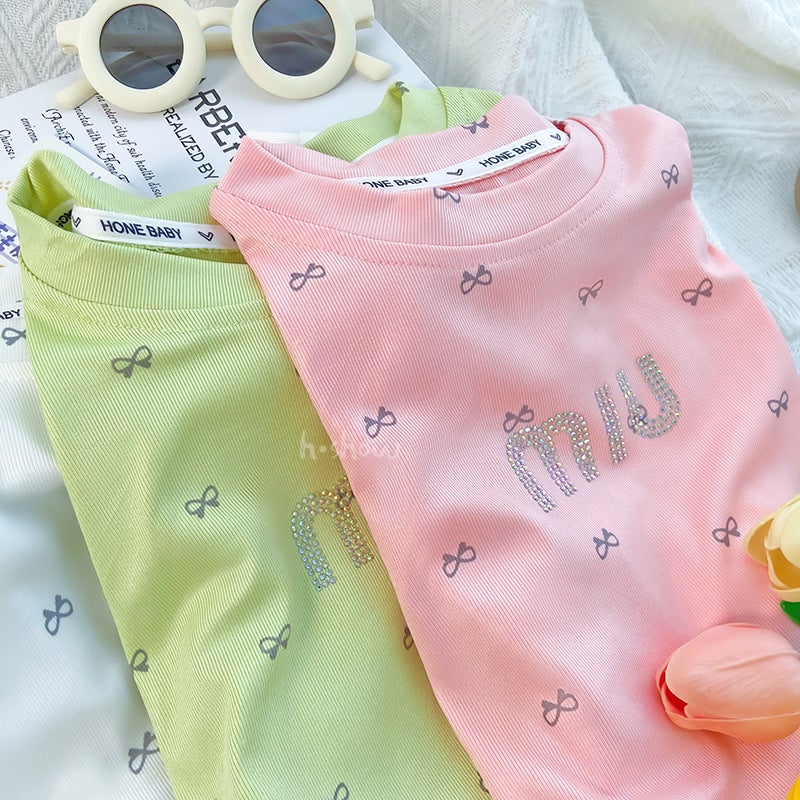 Girls' Short-Sleeved Summer T-Shirt Children'S Wear New Style Small And Medium-Sized Baby Rhinting Casual Shirt Fashion Children 0188A055 - Image 4