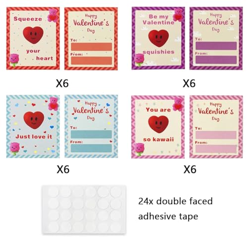 ANAB GI Valentines Cards with Mochi Squishy Toys Squishies for Kids (Set of 5) - Image 2