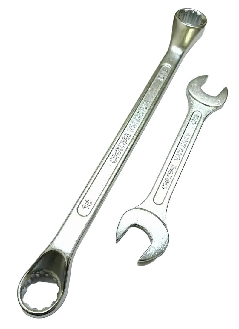 4 NEX Ring + DOE Spanners Heavy Duty, Hardened and Tempered, Chrome Vanadium Steel, Double Sided, Anti-Slip & Anti-Corrosion properties (18X19 MM) - Image 1