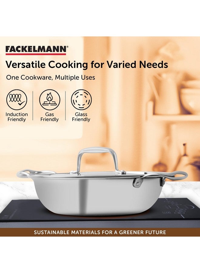 FACKELMANN فاكلمان قدر 4.5 لتر 30 سم، ثلاثي | جودة ألمانية | موفر للطاقة | غير سامة | أواني طهي متعددة الاستخدامات | صيانة سهلة | قدر ستانلس ستيل ثلاثي | قدر للطهي - Image 2
