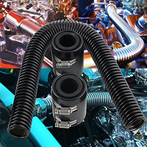 BAGARAATAN Universal 24" Flexible Radiator Hose Stainless Steel Universal Water Hoses Adapter Coolant Radiator Hose Kit Could be Used with 1-1/4", 1-1/2", 1-3/4" or 1-5/8" Radiator Necks (Black) - Image 4