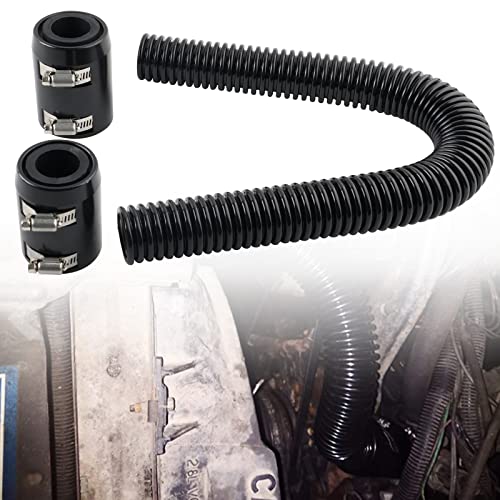BAGARAATAN Universal 24" Flexible Radiator Hose Stainless Steel Universal Water Hoses Adapter Coolant Radiator Hose Kit Could be Used with 1-1/4", 1-1/2", 1-3/4" or 1-5/8" Radiator Necks (Black) - Image 1