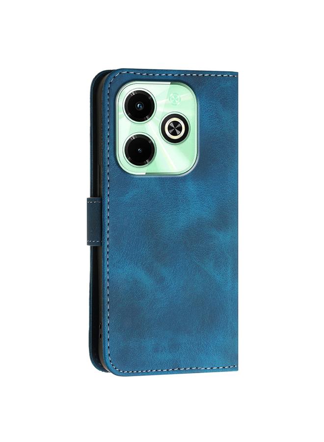 Zaboon Case For Infinix Smart 8 Plus 4G Grid Butterfly Embossed Pattern Leather Phone Case with Lanyard - Image 3