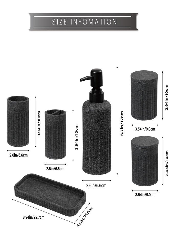 INIUNIK Bathroom Accessory Set - 6 Pieces Bathroom Accessories Set Complete with Soap Dispenser, Toothbrush Holder, Tumbler, Vanity Tray and 2 Qtip Holder for Home Organizer and Decor, Dark Grey - Image 5