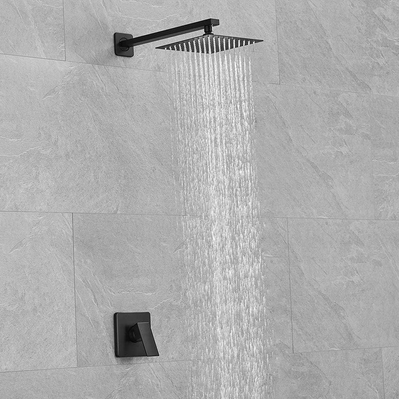 Heable Matte Black Shower Faucet Set, Single Function Shower Trim Kit with Rough-in Valve, Square Rain Shower Head System Included Extra Long Shower Arm for Bathroom - Image 3