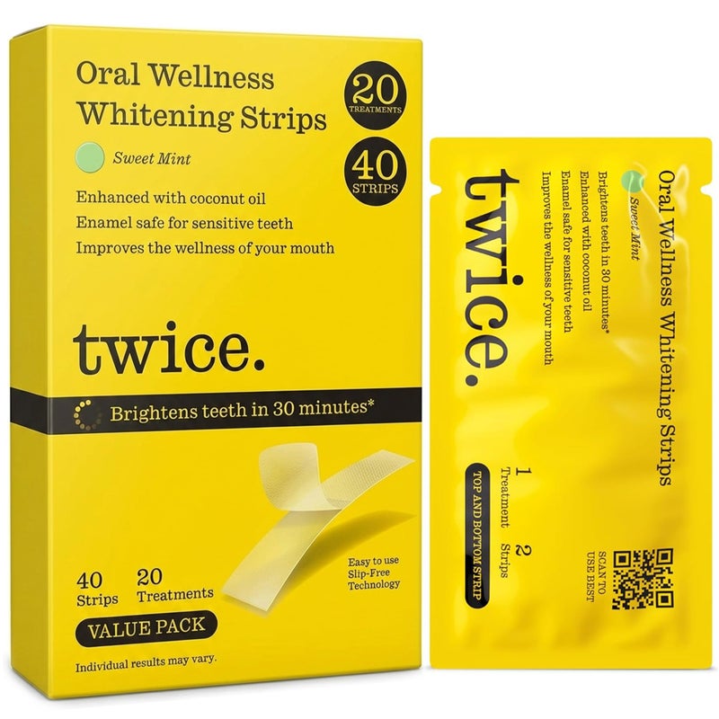 Twice Teeth Whitening Strips Kit 30Minute Quick Gentle Teeth Whitening 20Day Treatment NoSlip MessFree Gentle on Enamel Sweet Mint Flavor Vegan - Image 2