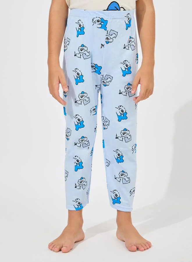 ستايلي Cartoon Graphic Print T-Shirt & Pyjama Set