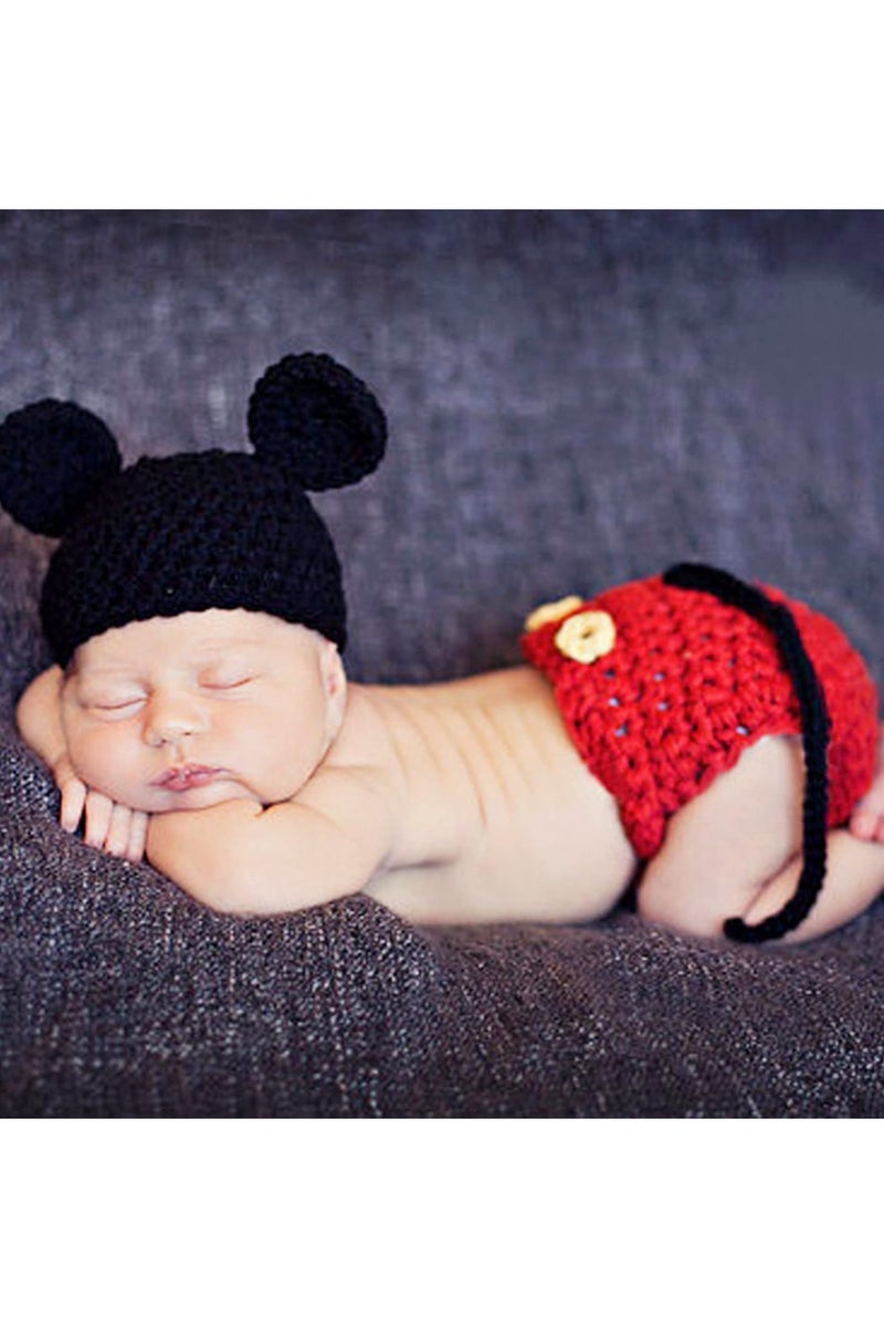 3Pcs Set Hat Short Pants and Socks Newborn Baby Girls Boys Crochet Knit Costume Photography Prop Outfits for 0-6 Months Baby Soft Comfortable Summer Outfit  - Image 1