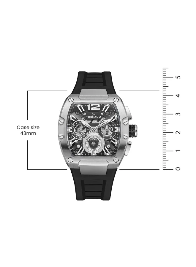 TORNADO Men's Silicone Multi Function Watch T23105-SSBB - 43x54 mm