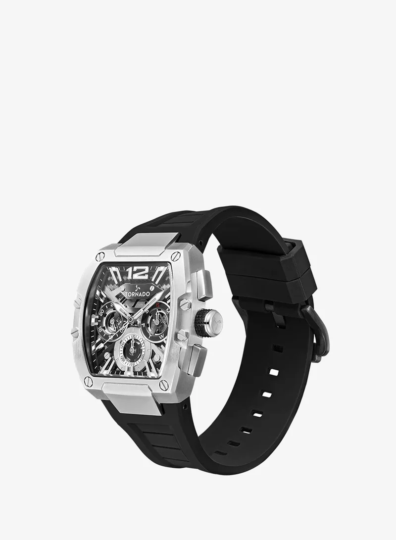 TORNADO Men's Silicone Multi Function Watch T23105-SSBB - 43x54 mm