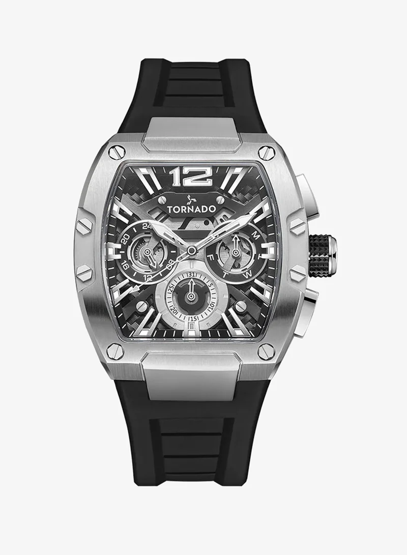 TORNADO Men's Silicone Multi Function Watch T23105-SSBB - 43x54 mm