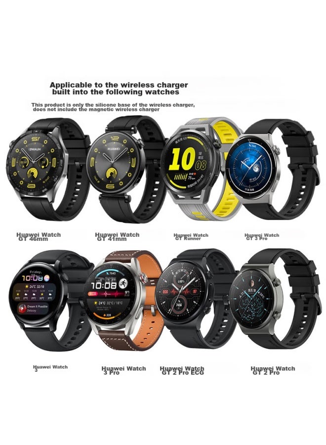 Kmaxai Wireless Charger Stand Compatible With Huawei Watch Gt5/4 Pro, Porsche Design Watch 46/41Mm, Silicone Base, Usb Charging Cable Tray, Black - Image 2