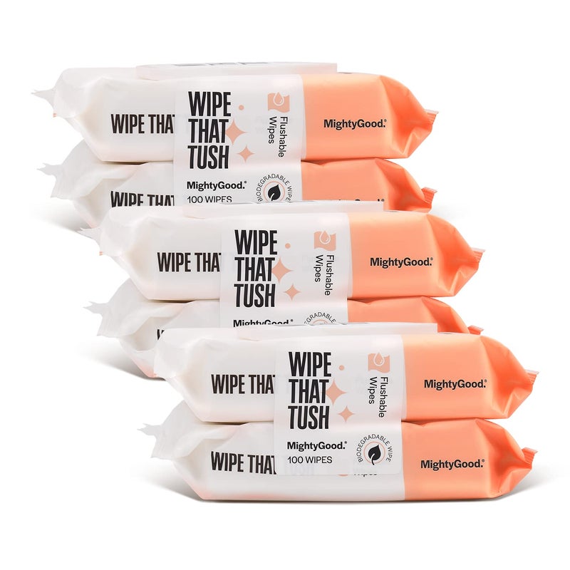 MightyGood. Wipe That Tush Flushable Wipes 6 Packs of 50 300 Total Extra Large Soft Hypoallergenic FragranceFree With Aloe Vitamin E SepticSafe - Image 3