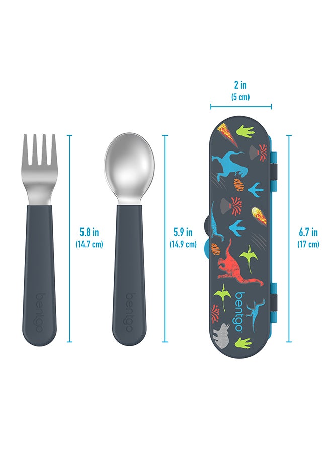 Bentgo Kids Stainless Steel Utensils Set - Dino  - Image 2