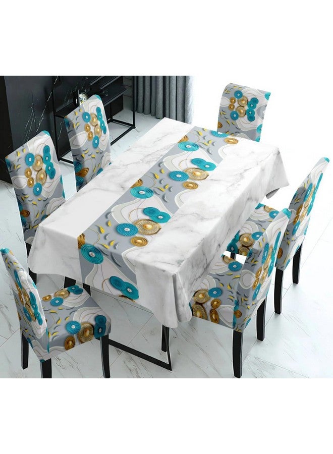 Styleys Dining Chair Cover with Table Covers for Kitchen Waterproof Dining Table Cloth (1 Table Cover + 4 Chair Cover, Circle Multi, K733) - Image 1