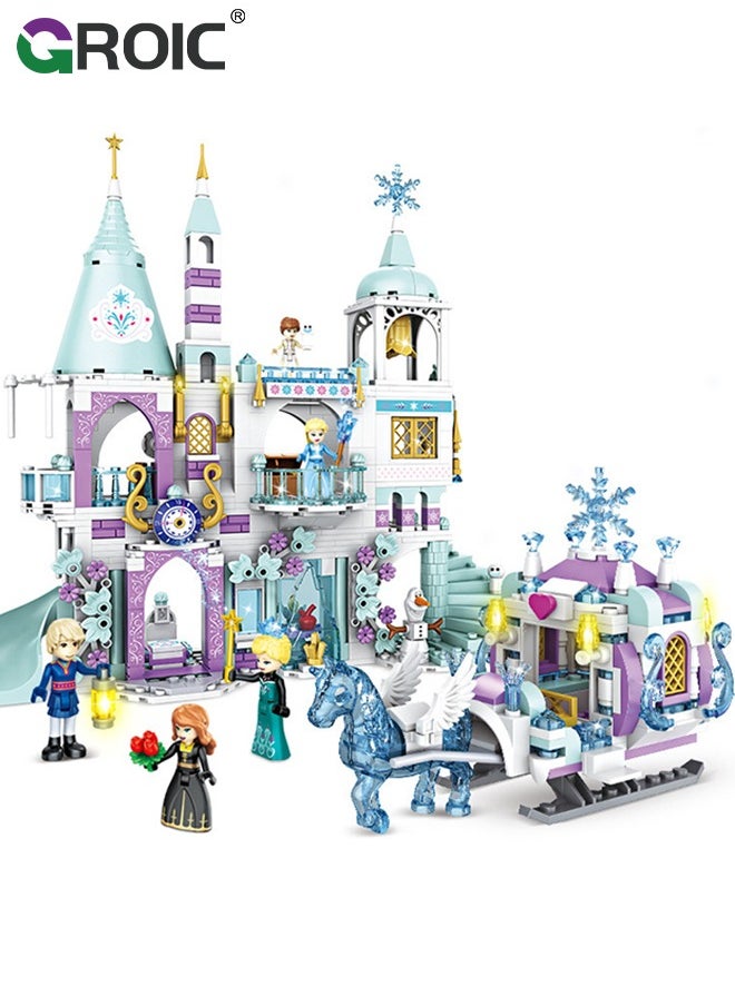 GROIC Princess Castle Block Set, Elsa Castle Model, 742 Pieces of Girls Palace House Castle Block Toys, Puzzle Building Set, STEM Building Toys, DIY Miniature Block Toys  - Image 1