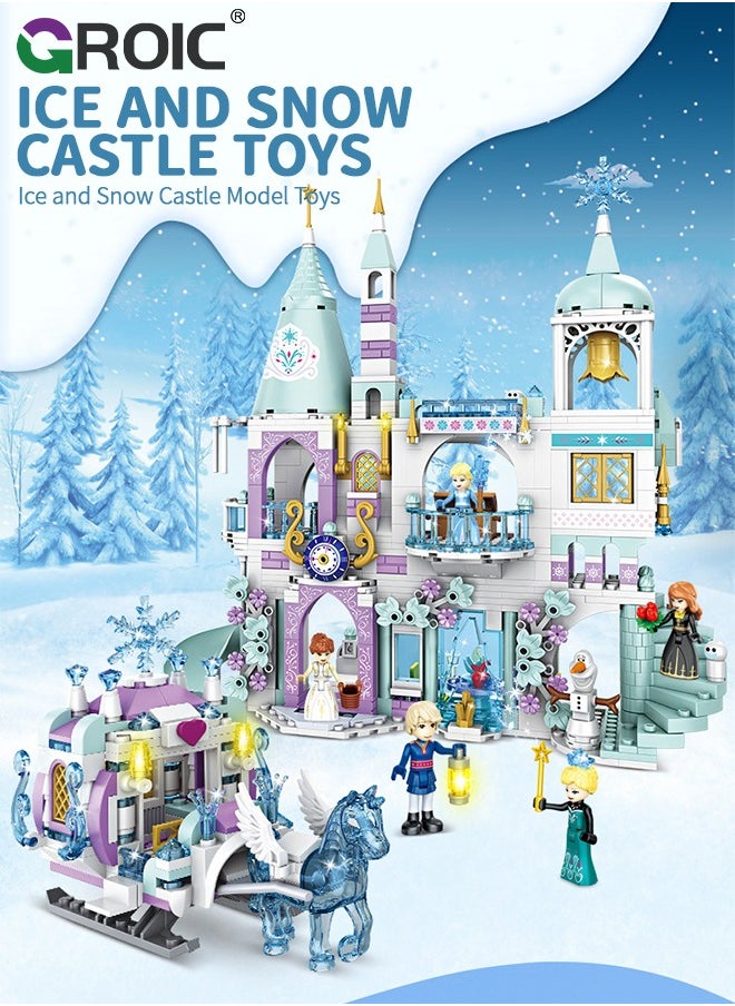GROIC Princess Castle Block Set, Elsa Castle Model, 742 Pieces of Girls Palace House Castle Block Toys, Puzzle Building Set, STEM Building Toys, DIY Miniature Block Toys  - Image 2