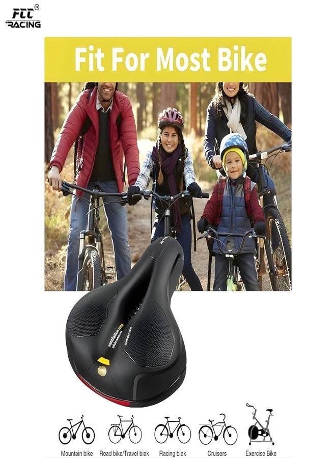 FCCRACING Wide Memory Foam Bike Seat - Dual Shock-Absorbing Ergonomic Bicycle Saddle with Wrench & Allen Key Combo for MTB, Road & Spinning Bikes - Image 4