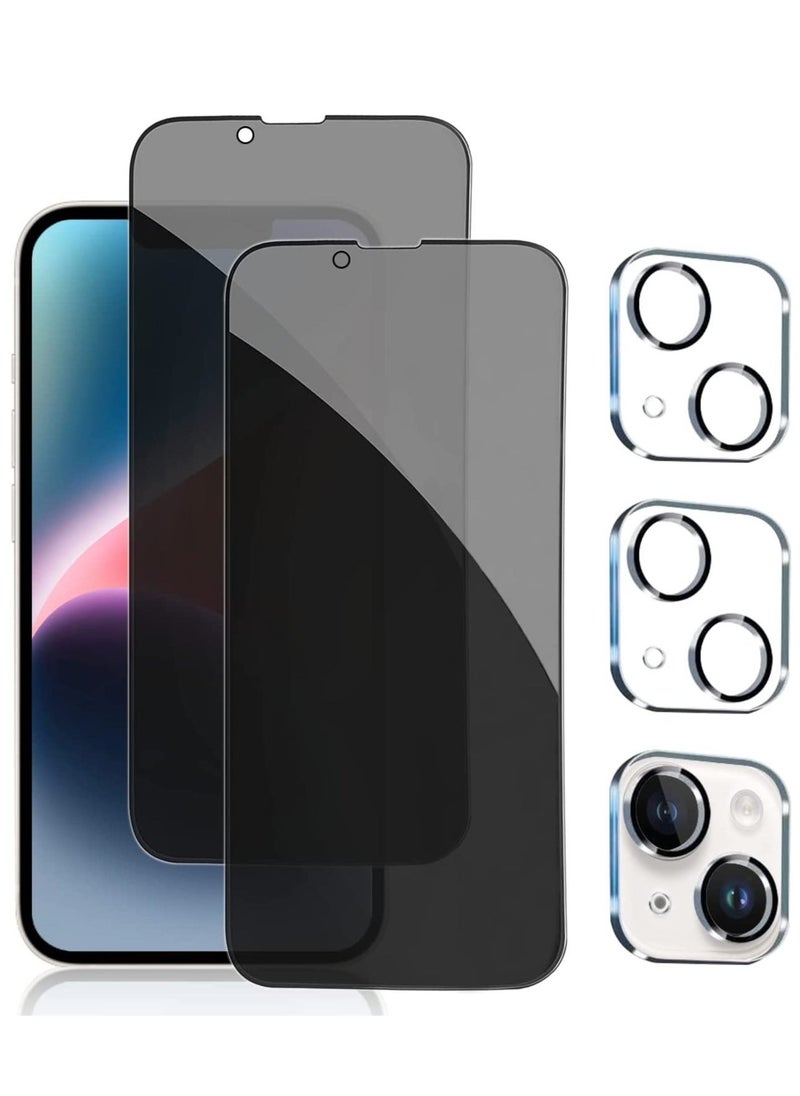 vesus [2+2 Pack] iPhone 14 Plus Privacy Screen Protector with Camera Lens Protector Full Coverage Anti-Spy Tempered Glass Film 9H Hardness Upgrade Edge Protection Easy Installation Bubble Free Specially De - Image 1