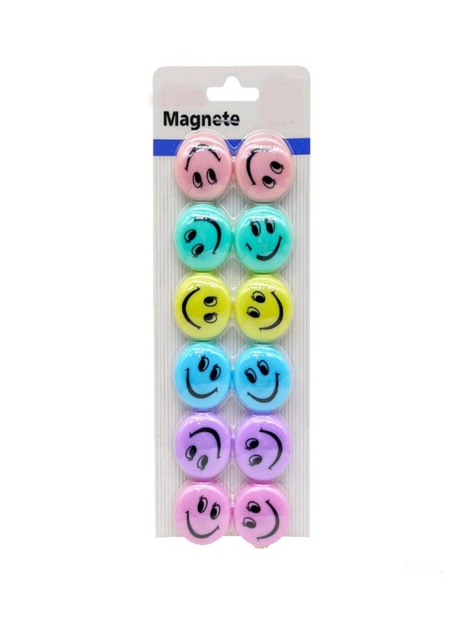 Prescent Smiley Round Multipurpose 12pc Magnet Set for Fridge, Notice Board, Crafts and More (30 mm, Multi-Pastel Color) - Image 2