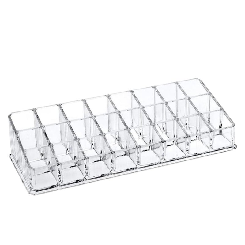 Aosys Aosys Lipstick Stand  Transparent 24 Compartment Makeup Lipstick Storage Holder Organizer Case Nail Paint Brush Stand Organizer Display Stand Pack of 1  - Image 1