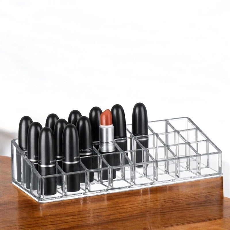 Aosys Aosys Lipstick Stand  Transparent 24 Compartment Makeup Lipstick Storage Holder Organizer Case Nail Paint Brush Stand Organizer Display Stand Pack of 1  - Image 2