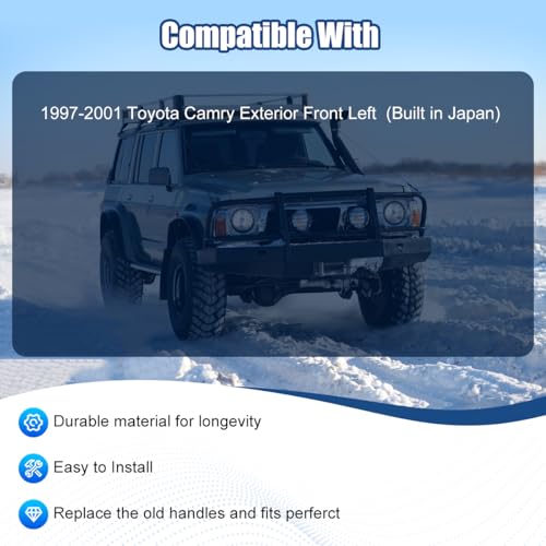 NPAUTO Front Left Driver Side Exterior Outside Door Handle Replacement for Toyota Camry 1997 1998 1999 2000 2001, Black 79426 - Image 3