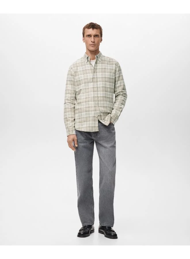 Mango Man  100% cotton flannel checkered shirt for Men | Best Price UAE