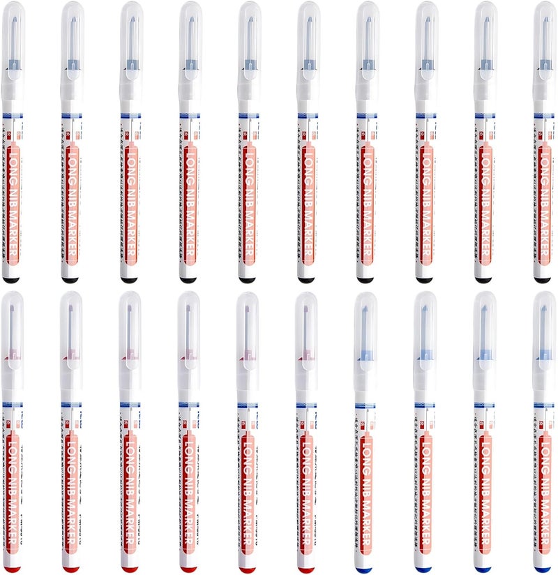 2 Pcs Hole Marker Set with 2 Cm Tip (10 Black, 6 Red, 4 Blue), Oil Based Multi-Purpose for Woodworking Tile and Drilling - Image 1