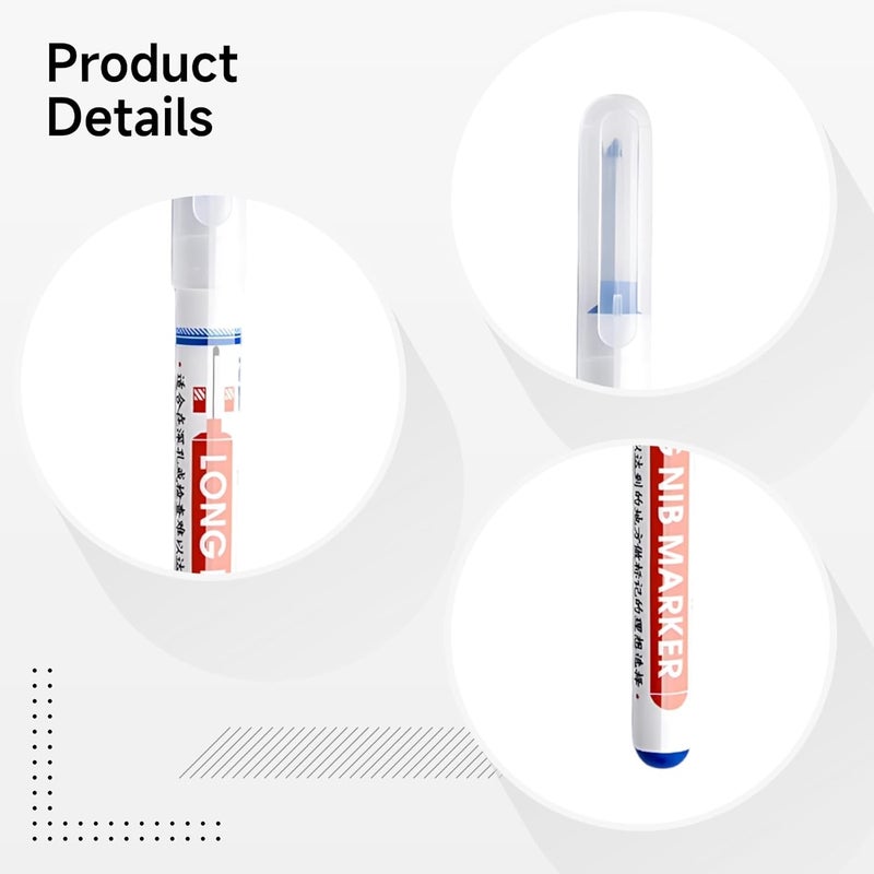 2 Pcs Hole Marker Set with 2 Cm Tip (10 Black, 6 Red, 4 Blue), Oil Based Multi-Purpose for Woodworking Tile and Drilling - Image 2