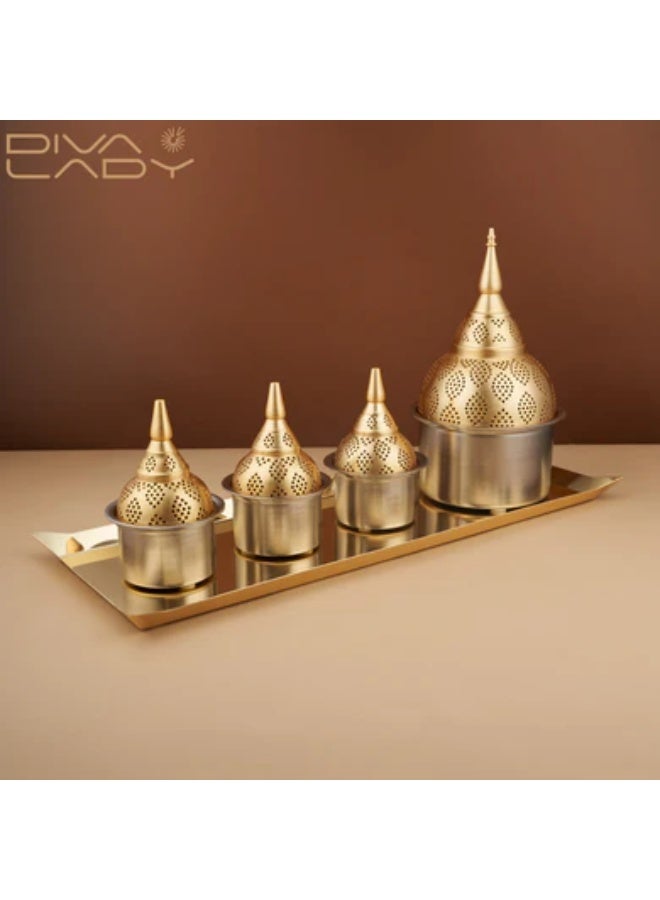 DIVA LADY 🌟 Luxury Gold Metal Serving Set – Elegant Indian Craftsmanship 🇮🇳 - Image 1