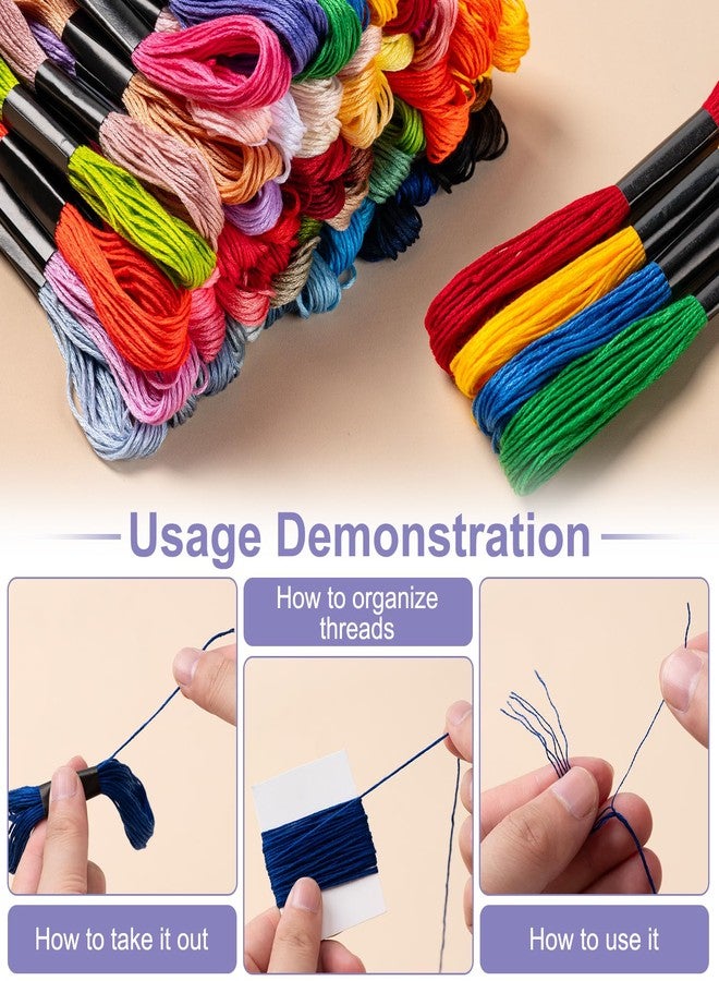 Amrules Friendship Bracelet String, 60 Skeins Cross Stitch Thread with 344.5 Inch Cotton Embroidery Floss Hand Embroidery Thread for DIY Sewing and Embroidery Crafts Making - Image 4