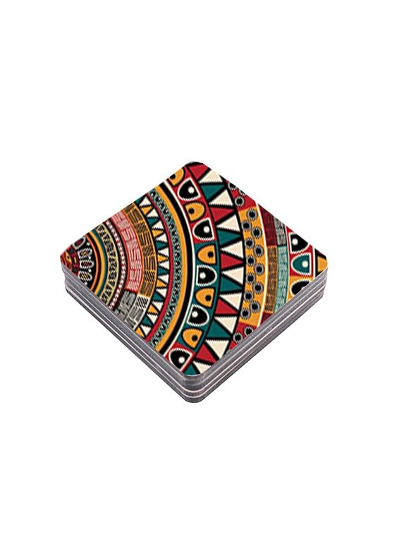 TAJNAN Printed Coasters Set of 6 Square Drink Coasters Colorful Mandala Design Table Protection for Home and Dining - Image 4